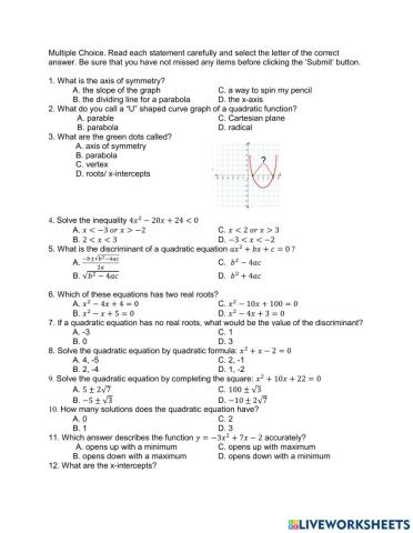Math 9 quarter 1 review test